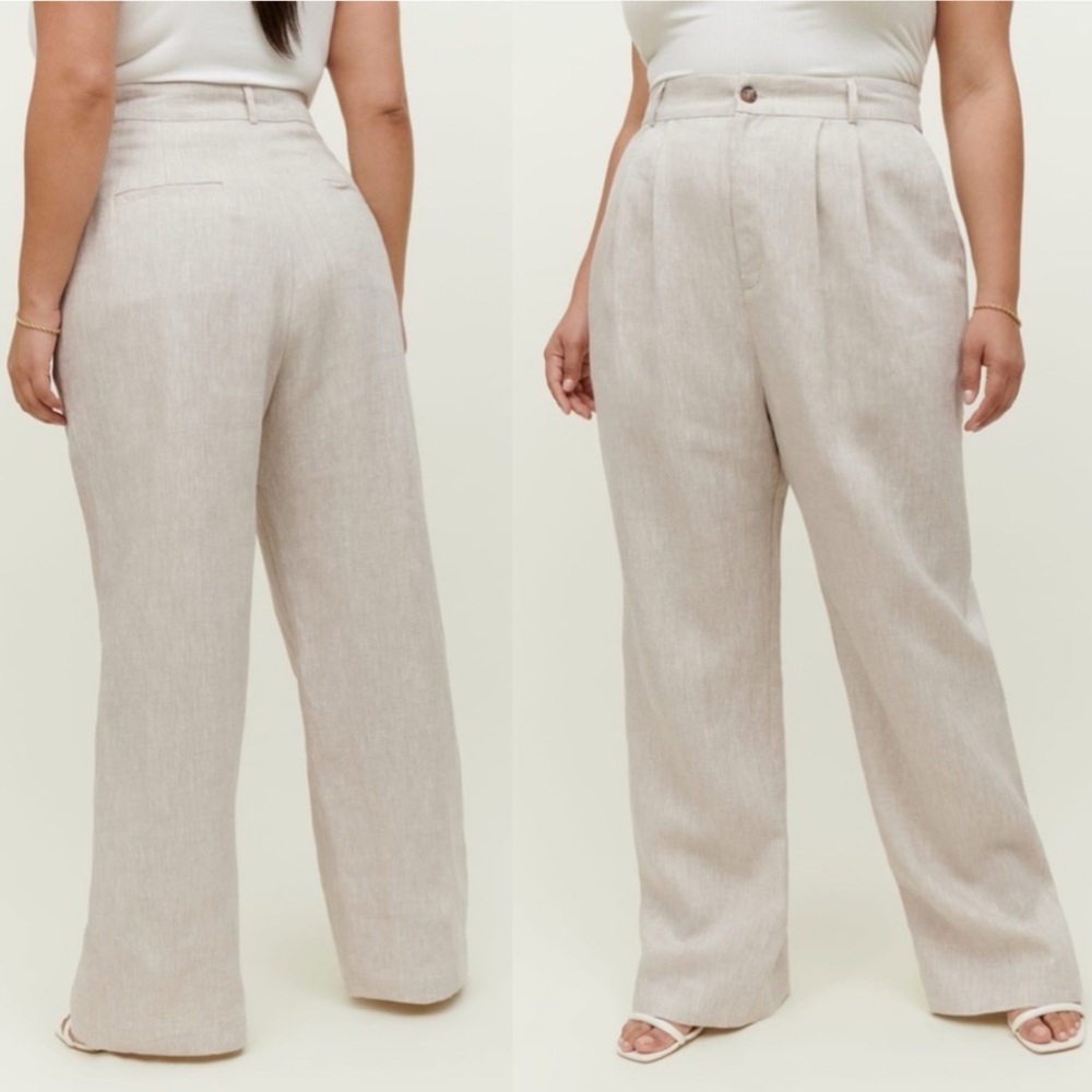 REFORMATION Vesta Linen Pant 18 NEW Quiet Luxury Old Money Minimalist Neutral - Picture 11 of 11
